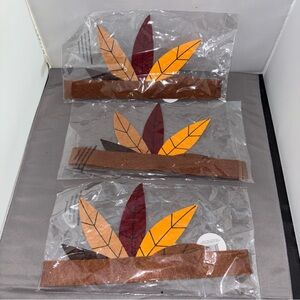 Lot Of 3 felt feather headbands Thanksgiving Native American-inspired costumes